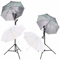 Fotostudioset met softboxlampen paraplu&amp;apos;s achtergrond reflector 2
