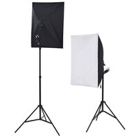Fotostudioset met softboxlampen paraplu&amp;apos;s achtergrond reflector 3