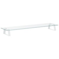 Monitorstandaard 80x20x8 cm gehard glas en metaal wit 6