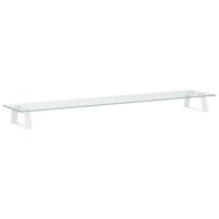 Monitorstandaard 100x20x8 cm gehard glas en metaal wit 2