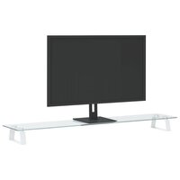 Monitorstandaard 100x20x8 cm gehard glas en metaal wit 3
