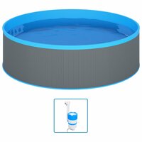 Splasher pool met hangende skimmer en pomp 350x90 cm grijs 2