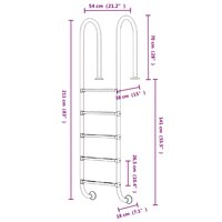 Zwembadladder 54x38x211 cm 304 roestvrij staal 6