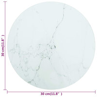 Tafelblad &amp;Oslash;30x0,8 cm gehard glas met marmerontwerp wit 4