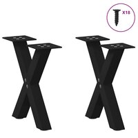 Salontafelpoten 2 st X-vormig 37x(30-31) cm staal zwart 3