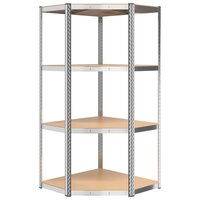 Hoekrek 4-laags staal en bewerkt hout zilverkleurig 4