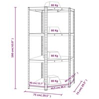 Hoekrek 4-laags staal en bewerkt hout zilverkleurig 9