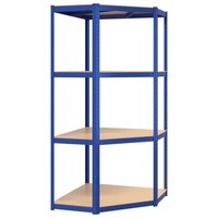 Hoekrek 4-laags staal en bewerkt hout blauw 2