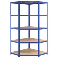 Hoekrek 5-laags staal &amp; bewerkt hout antracietkleurig 4