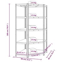 Hoekrek 5-laags staal &amp; bewerkt hout antracietkleurig 9