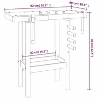 Werkbank met bankschroeven 92x48x83 cm massief acaciahout 9