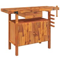 Werkbank met lade en bankschroeven 124x52x83 cm massief acaciahout 2