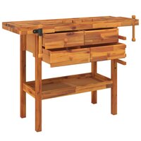 Werkbank met lades en bankschroeven 124x52x83 cm acaciahout 3