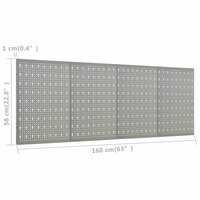 Gaatjespanelen wandgemonteerd 4 st 40x58 cm staal 8
