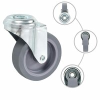 8 st Zwenkwielen met boutgaten 75 mm 3