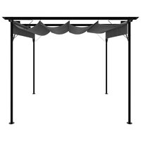 Pergola met uittrekbaar dak 180 g/m&amp;sup2; 3x3 m staal antracietkleur 2