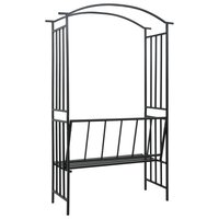 Tuinboog met bank 128x50x207 cm ijzer zwart  4