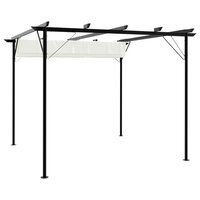 Pergola met uitschuifbaar dak 3x3 m staal cr&amp;eacute;mewit 2