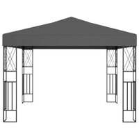 Prieel met LED-lichtslinger 3x3 m stof antracietkleurig 4