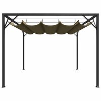 Tuinprieel met uittrekbaar dak 180 g/m&amp;sup2; 3x3 m taupe 2