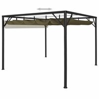 Tuinprieel met uittrekbaar dak 180 g/m&amp;sup2; 3x3 m taupe 6