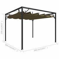 Tuinprieel met uittrekbaar dak 180 g/m&amp;sup2; 3x3 m taupe 8