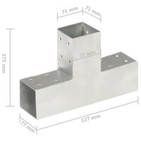 Paalverbindingen 4 st T-vorm 71x71 mm gegalvaniseerd metaal 7