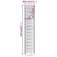 Gabion paal rond &amp;Oslash;30x150 cm gegalvaniseerd staal 6