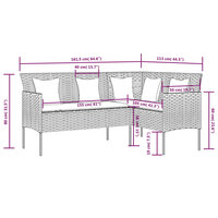 Loungebank met kussens L-vormig poly rattan bruin 8