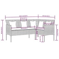 Loungebank met kussens L-vormig poly rattan zwart 7