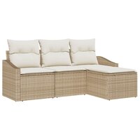 Bankstel met kussen 4 pcs Beige poly rattan 2