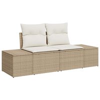 Bankstel met kussen 3 pcs Beige poly rattan 4