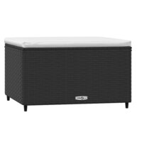Voetensteun met kussen poly rattan zwart 2