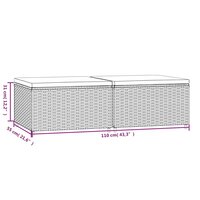 Voetensteunen 2 st met kussen poly rattan zwart 8