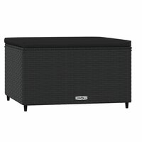 Voetensteun met kussen poly rattan zwart 2