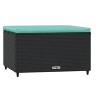 Voetensteun met kussen poly rattan zwart 2
