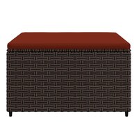 Voetensteun met kussen poly rattan bruin 3