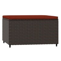 Voetensteun met kussen poly rattan bruin 5