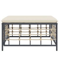 Tuinvoetenbank met beige kussen poly rattan 4