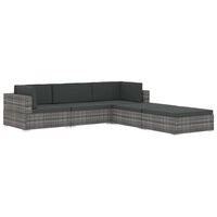 Voetensteun 1 st met kussen poly rattan grijs 9