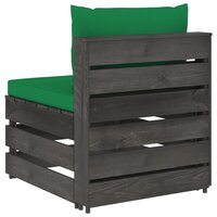 Middenbank sectioneel met kussens grijs ge&amp;iuml;mpregneerd hout 4