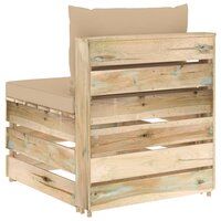 Middenbank sectioneel met kussens groen ge&amp;iuml;mpregneerd hout 4