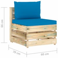 Middenbank sectioneel met kussens groen ge&amp;iuml;mpregneerd hout 6