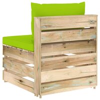 Middenbank sectioneel met kussens groen ge&amp;iuml;mpregneerd hout 4