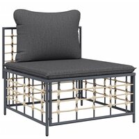 Tuinmiddenbank met donkergrijze kussens poly rattan 2