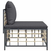 Tuinmiddenbank met donkergrijze kussens poly rattan 4