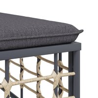 Tuinmiddenbank met donkergrijze kussens poly rattan 5