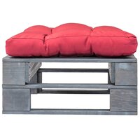 Tuinhocker met rood kussen pallet hout grijs 2