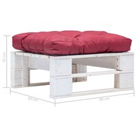 Tuinpoef met rood kussen pallet hout wit 3