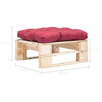 Tuinpoef met rood kussen pallet hout naturel 3